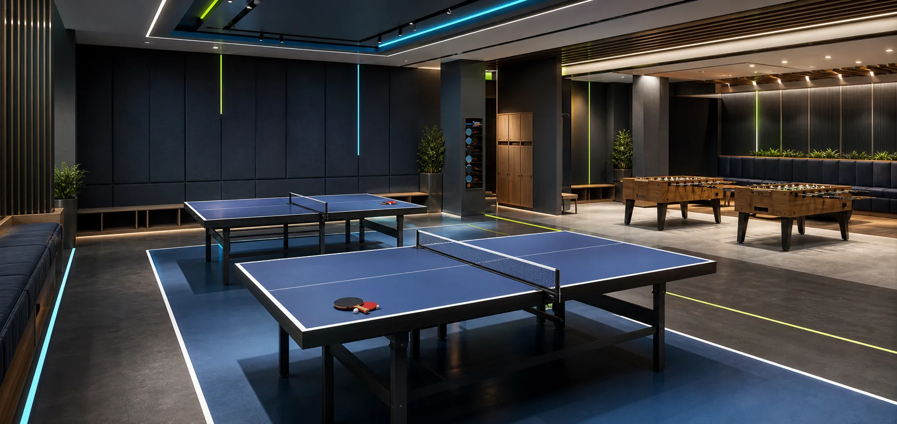 Concept preview of the planned table tennis and foosball zone